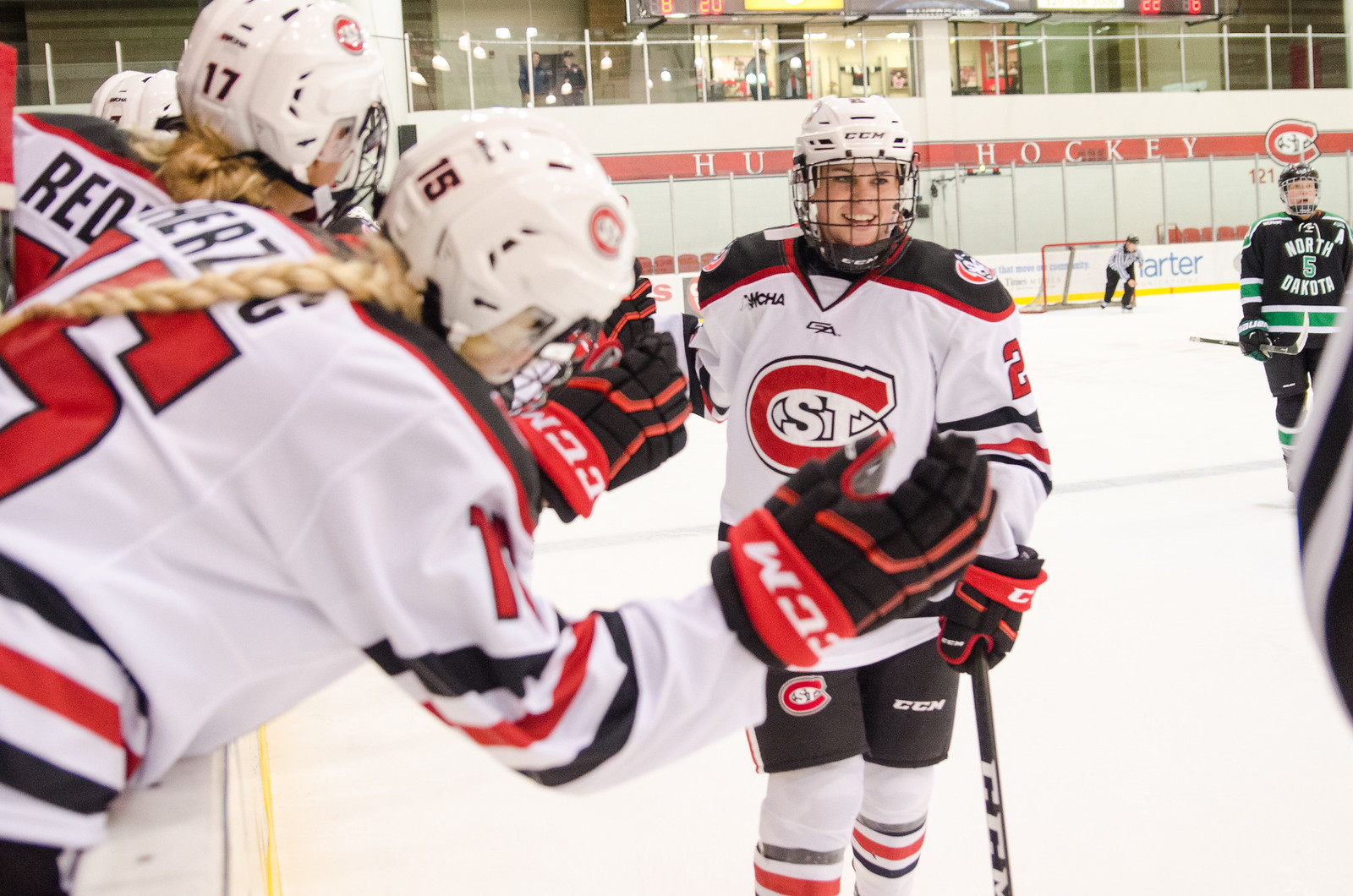 Fist-bumps after a goal
